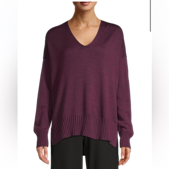 Eileen Fisher SWTPL Fine Merino Wool V-Neck Box-Top Sweater Sz 1X MSRP $268 - Picture 1 of 10